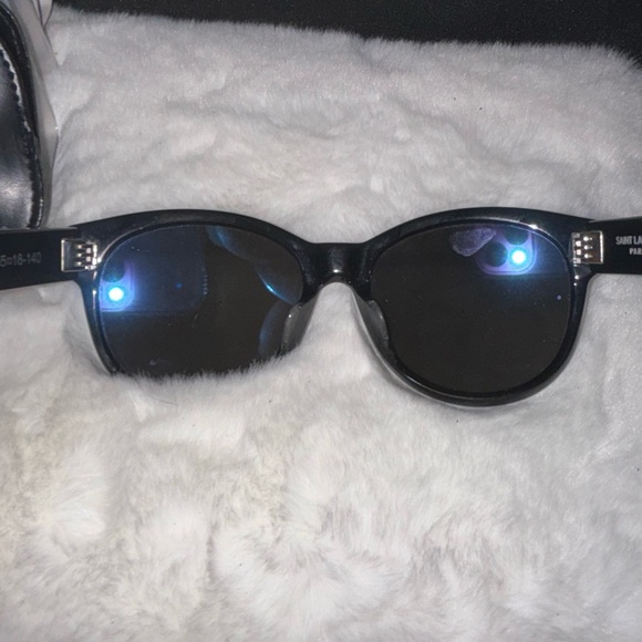 YSL | Yves Saint Laurent | All Black Sunglasses w Case | SL67/F 001 6518-140 - Picture 6 of 12
